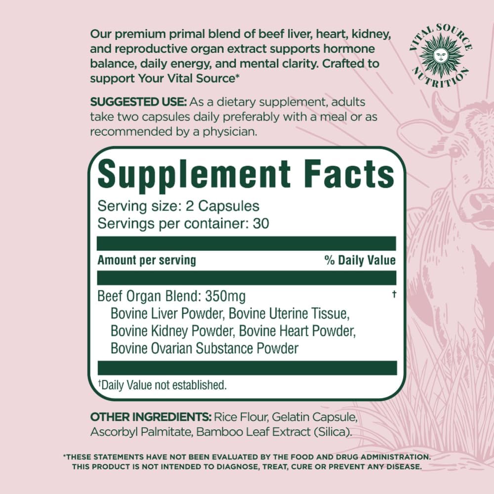 Vital Source Nutrition - Cápsulas BiFi - Mezcla Premium de Órganos...