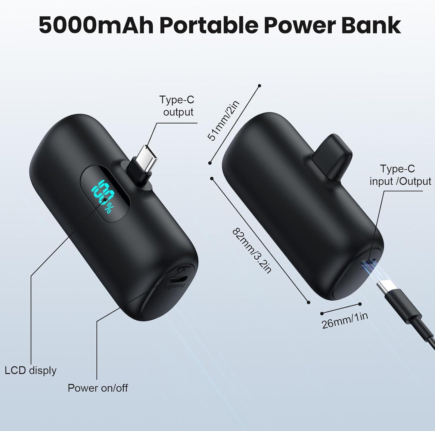 [Paquete de 2] Cargador Portátil Pequeño para iPhone 17\/16\/15 Ser...
