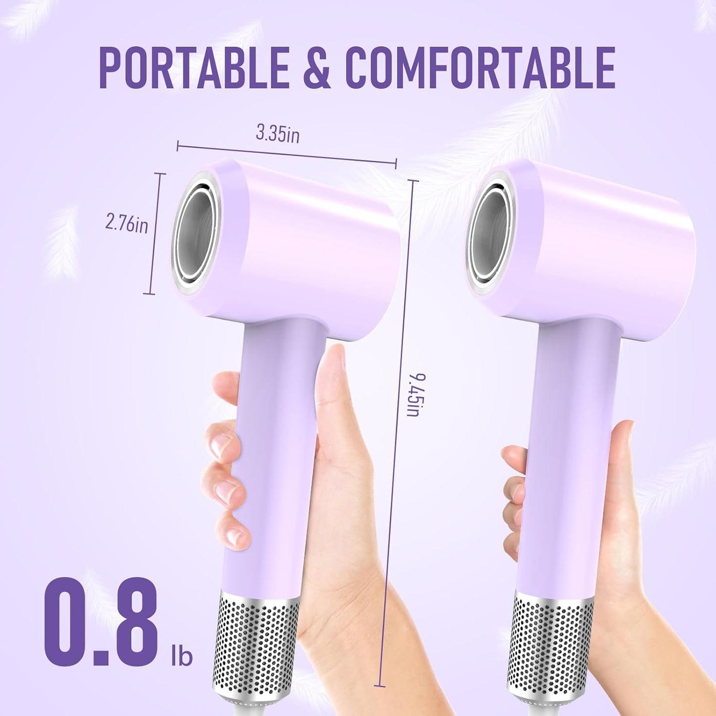 Secador de pelo, secador de pelo de secado rápido de 1800 W con mot...