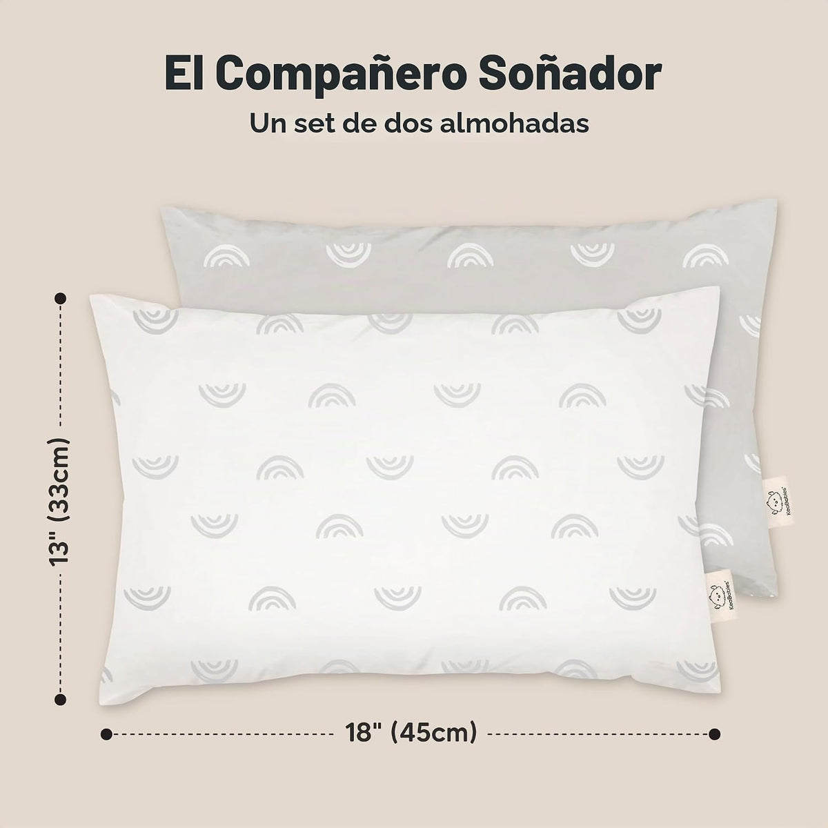 Paquete de 2 almohadas para niños de 2 años a 5,13 x 18 pulgadas (a...
