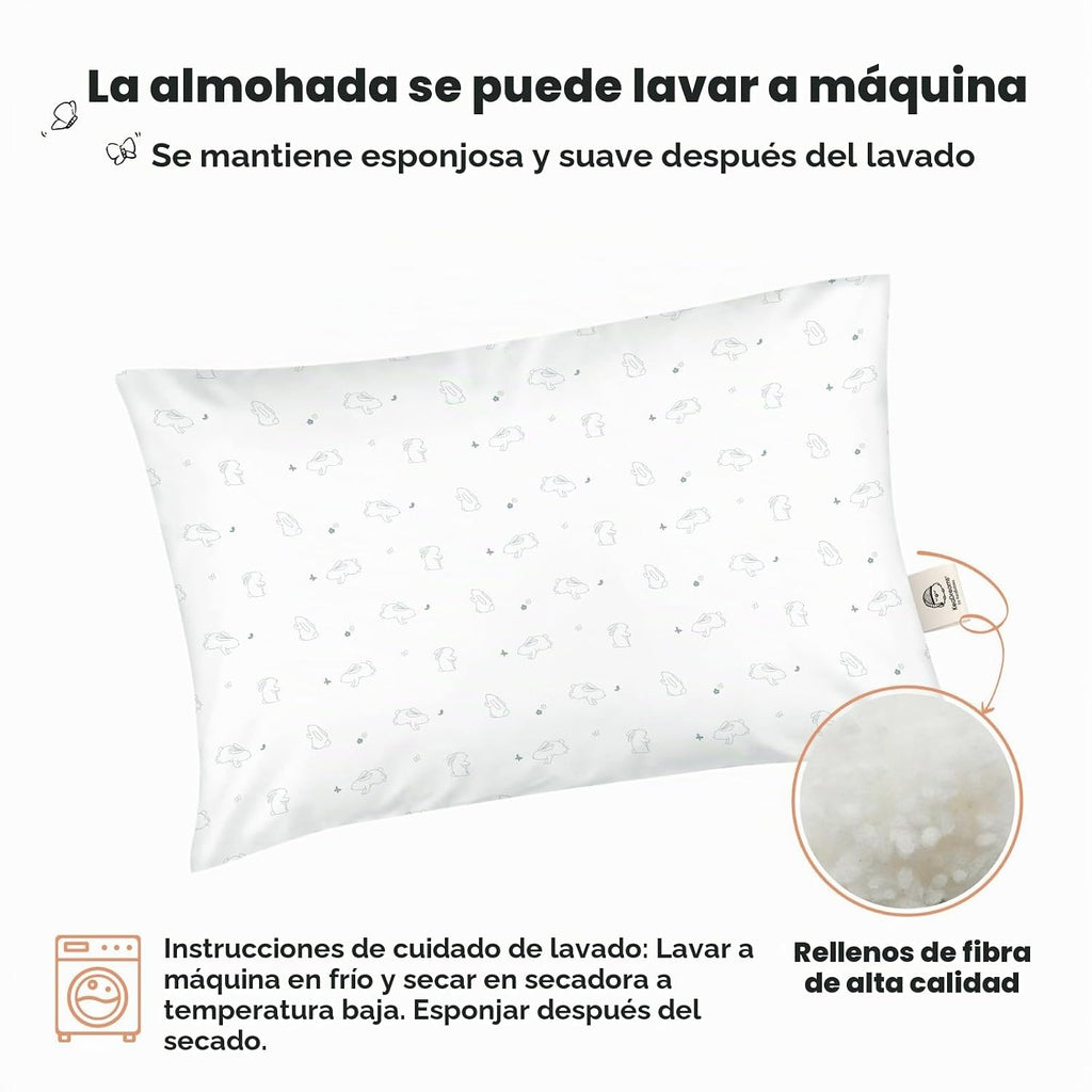 KeaBabies Pack de 2 almohadas para niños pequeños de 13x18 - Almoha...