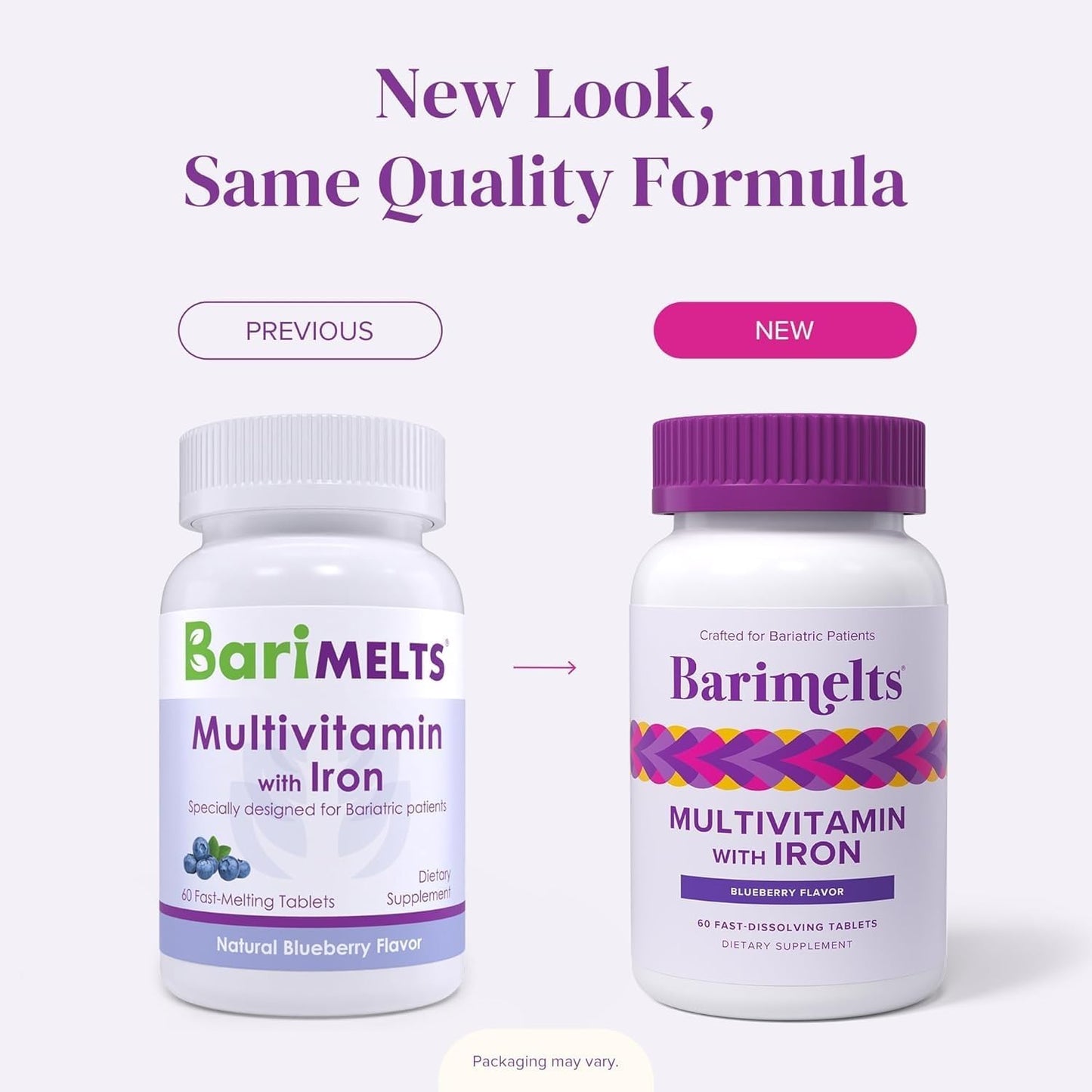 BariMelts Multivitamínico bariátrico con hierro, suministro para 3...