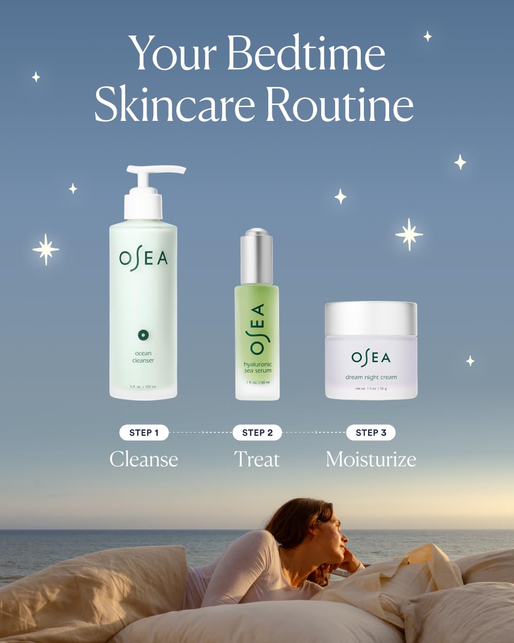 OSEA Dream Crema Nocturna - Crema Facial Hidratante Antiedad con Bio Retinol Derivado de Algas - Hidrata, Reafirma y Suaviza Líneas y Arrugas