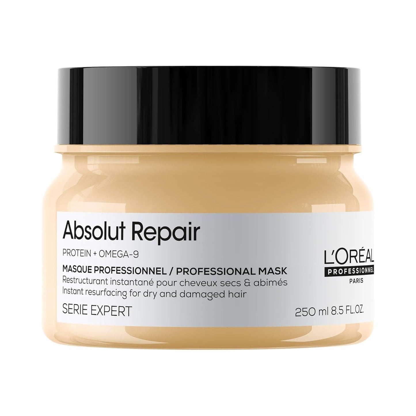 L'Oréal Professionnel Paris Absolut Repair Hair Mask - Tratamiento nutritivo de proteínas, hidrata, repara daños y añade brillo, para cabello seco y dañado