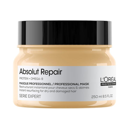 L'Oréal Professionnel Paris Absolut Repair Hair Mask - Tratamiento nutritivo de proteínas, hidrata, repara daños y añade brillo, para cabello seco y dañado