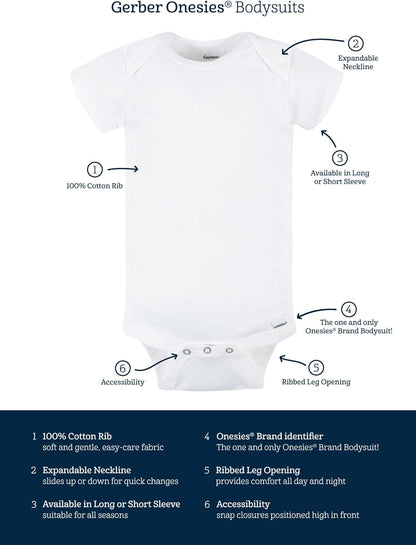 Gerber Mamelucos Bodies unisex de manga corta para bebé, paquete de 8