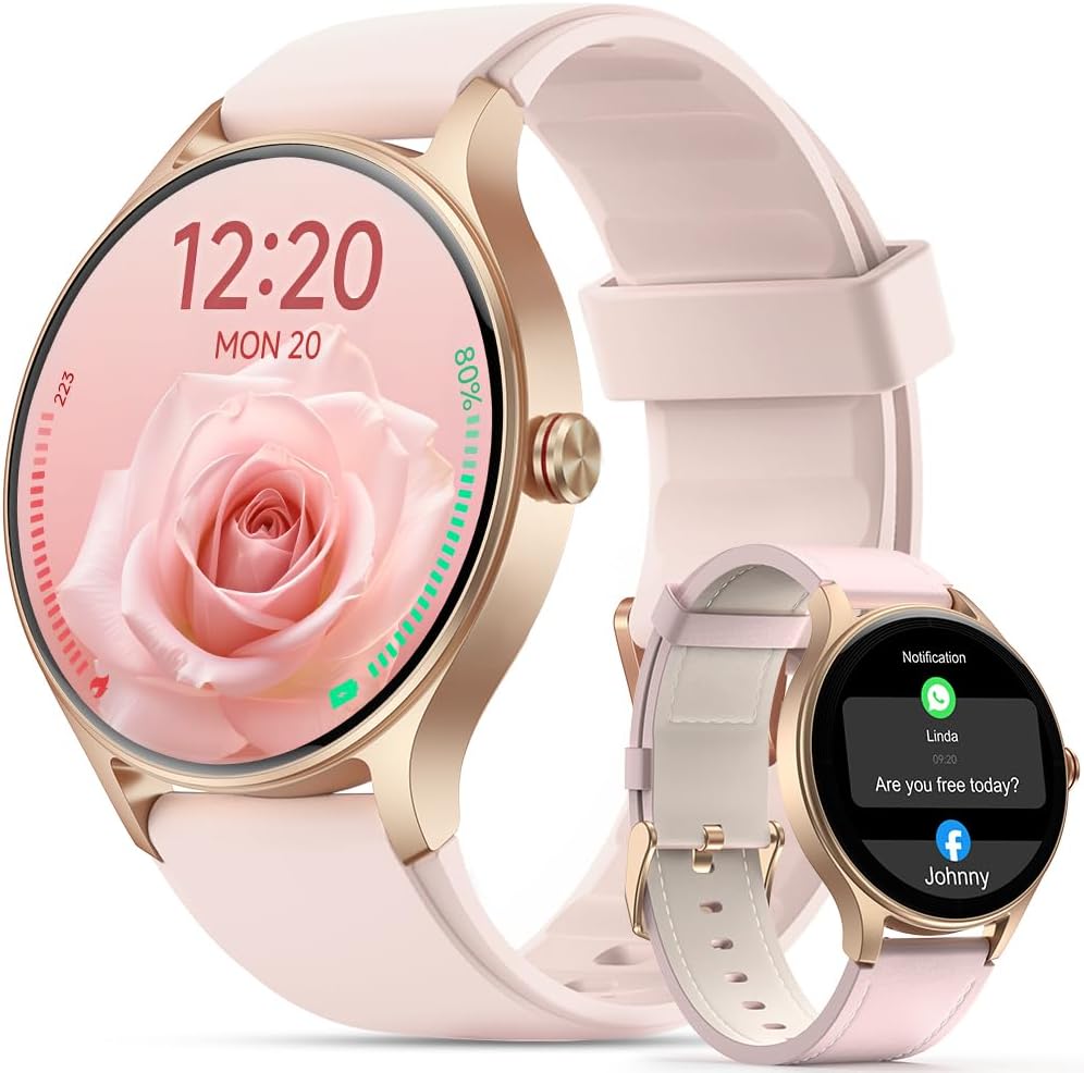 Woneligo Reloj inteligente para mujer, reloj AMOLED de fitness con...