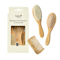 Kyte BABY Juego de cepillos de bambú de 3 piezas, 1 cepillo de pelo de cabra, 1 cepillo de cerdas de madera y 1 peine de bambú