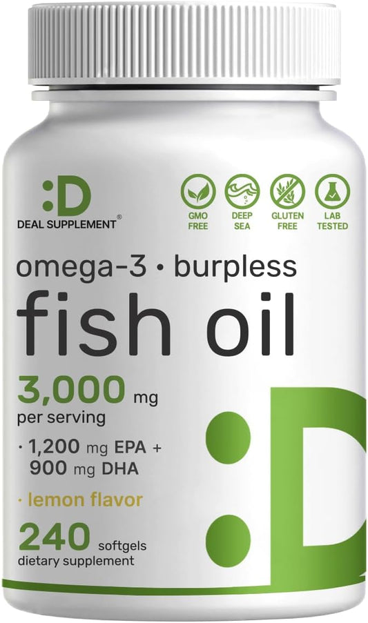 DEAL SUPPLEMENT Suplementos de Aceite de Pescado Omega 3, 3,000mg p...