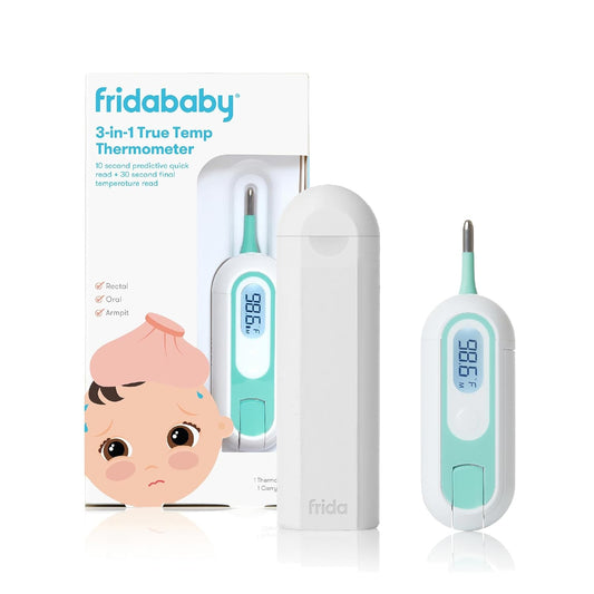 Frida Baby Termómetro digital 3 en 1 rectal, de axilas y oral para niños, termómetro para bebés, niños pequeños y niños, control de temperatura rápido y preciso, incluye estuche de transporte para
