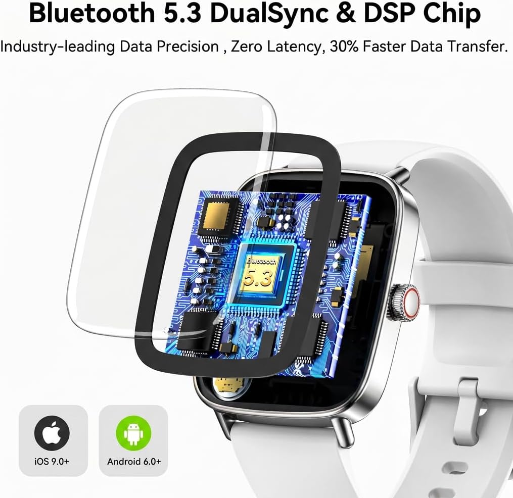 Tensky Reloj inteligente para mujer, 1.85 pulgadas HD AMOLED Fitnes...