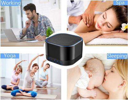 Máquina de sonido blanco Magicteam con 20 sonidos naturales relajantes sin bucle, función de memoria, 32 niveles de volumen, alimentada por CA o USB y temporizador de terapia de sonido para dormir