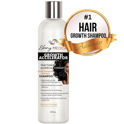 Ebony Medical Hair Support Shampoo - Solución para adelgazar el cabello y cabello parásito - Fortalece las hebras, la salud y el volumen del cuero cabelludo - Natural, vegano, sin sulfato - 12 onzas líquidas