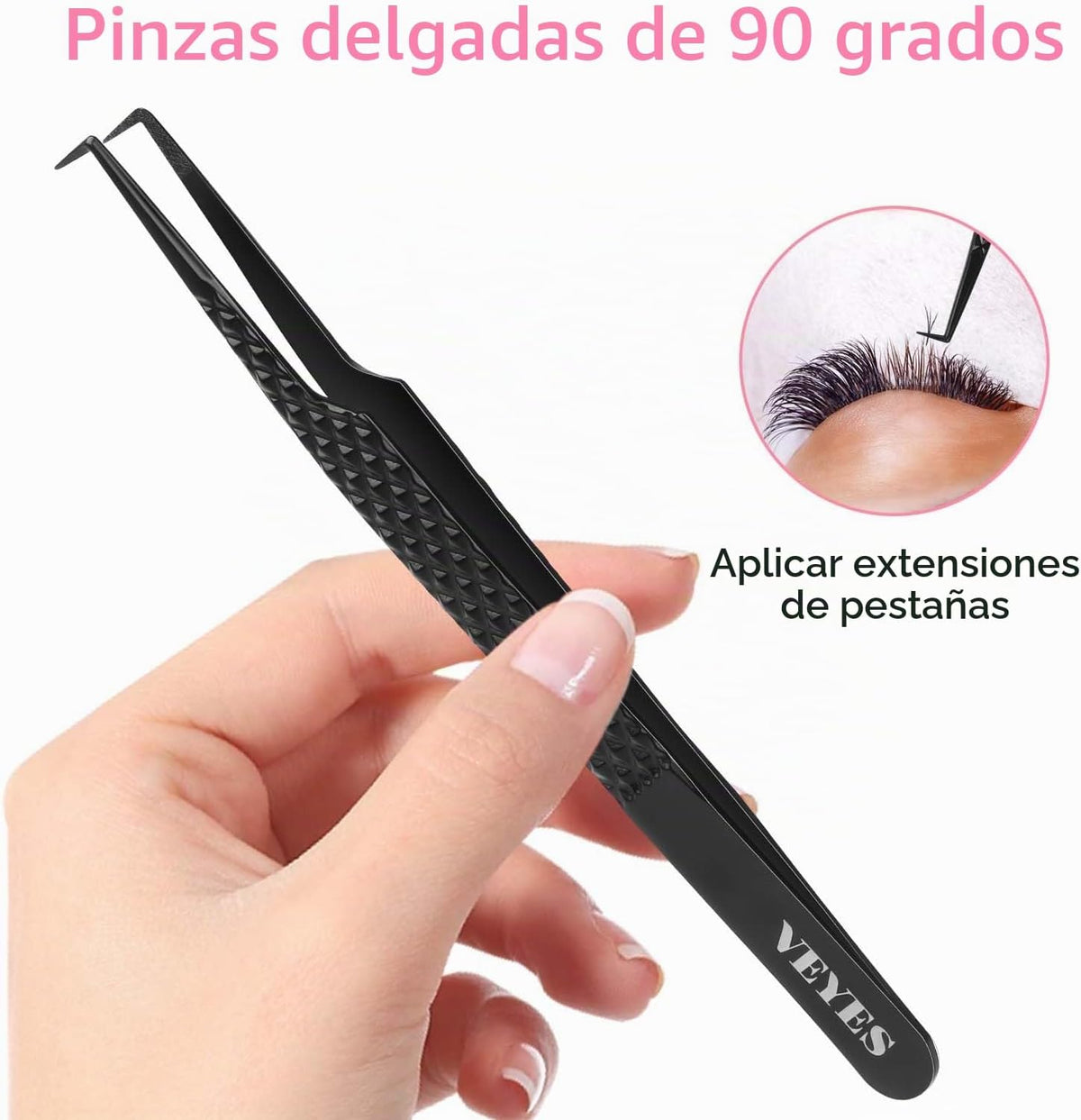 VEYES INC Pinzas de pestañas para extensiones de pestañas, pinzas d...