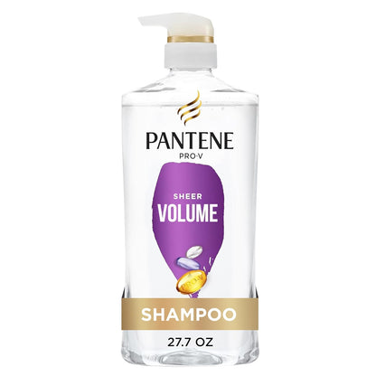 Pantene Champú, Volumen Ligero - 72 Horas de Plenitud, Nutrición Ligera con Pro-Vitamina B5 + Antioxidantes, Cabello Fino, Delgado, Teñido, Sin Parabenos, Elimina la Acumulación para Cuerpo y Brillo