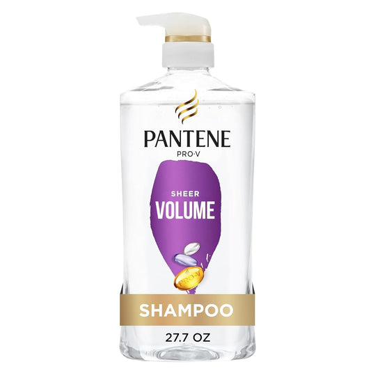 Pantene Champú, Volumen Ligero - 72 Horas de Plenitud, Nutrición Ligera con Pro-Vitamina B5 + Antioxidantes, Cabello Fino, Delgado, Teñido, Sin Parabenos, Elimina la Acumulación para Cuerpo y Brillo