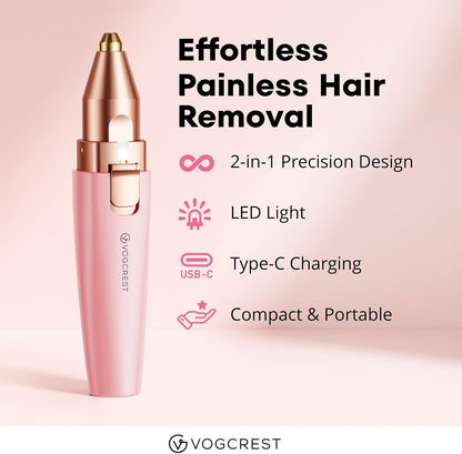 VG VOGCREST Afeitadora Facial y de Cejas: 2 en 1 Recargable, Recort...