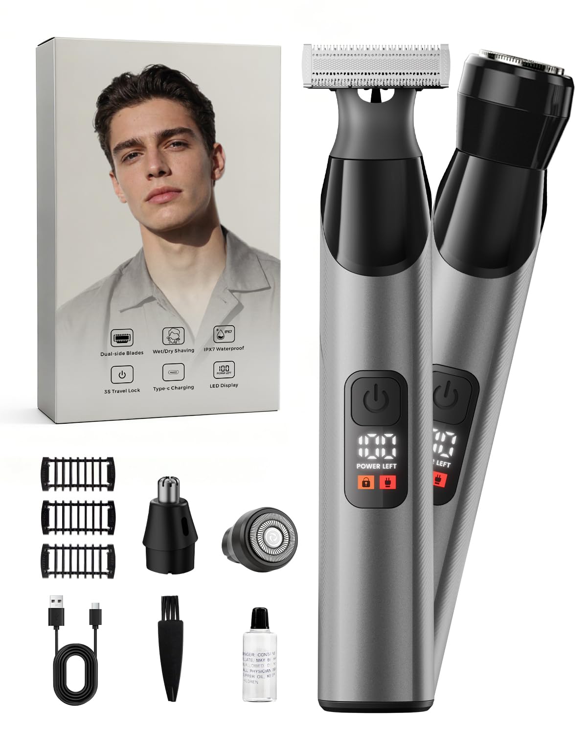 Recortadora de barba para hombres y recortadora de vello corporal,...