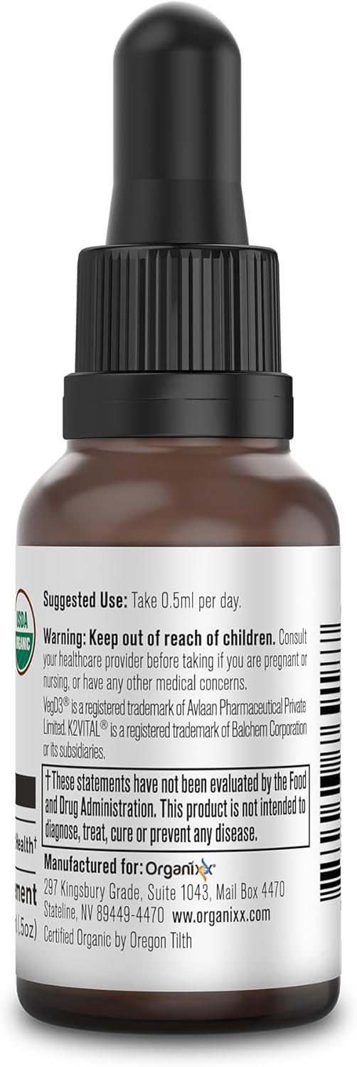 Organixx Suplemento D3 K2, apoya la salud ósea e inmunológica, fórm...