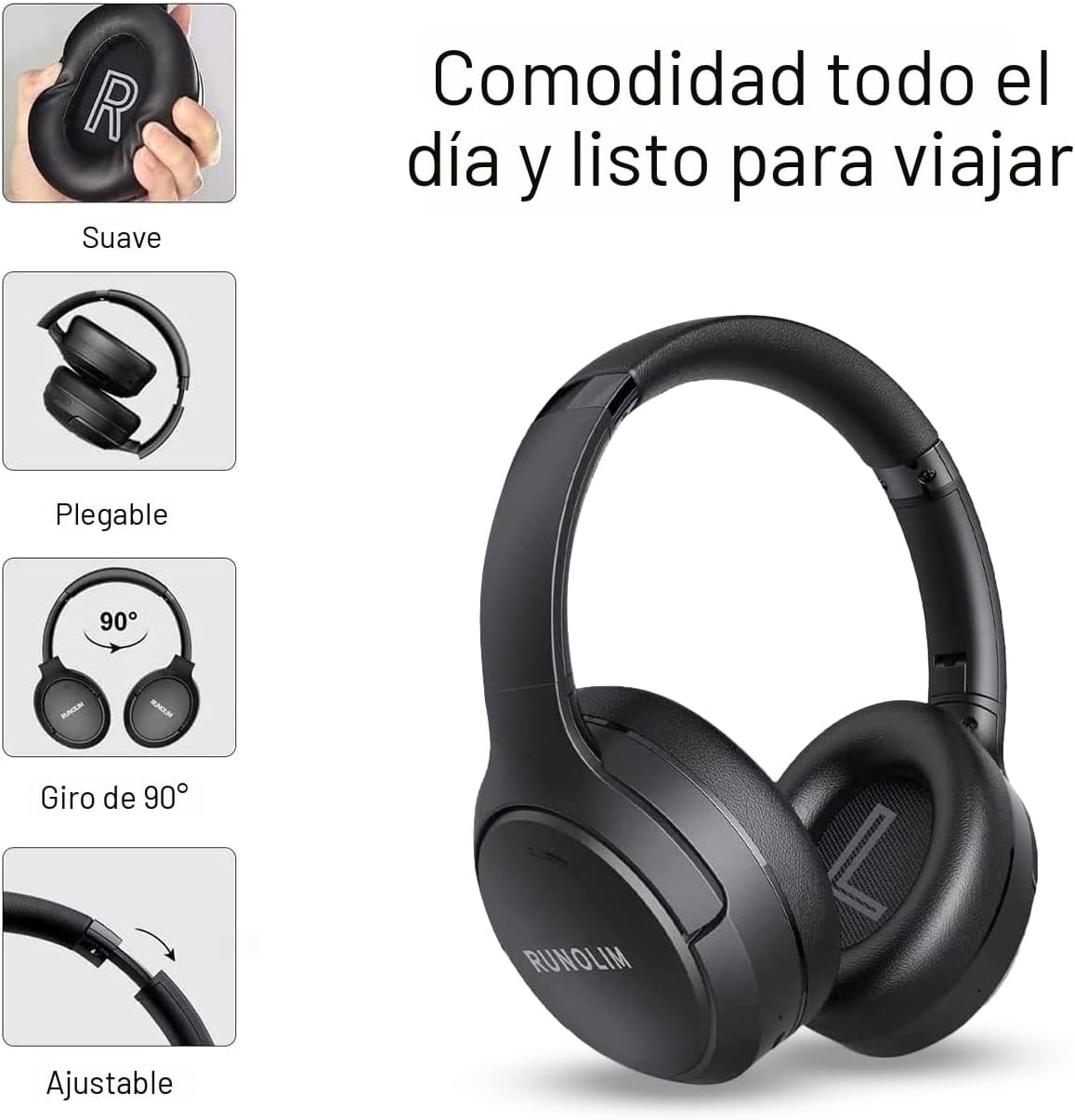 RUNOLIM - Audífonos híbridos con cancelación activa de ruido, inalá...