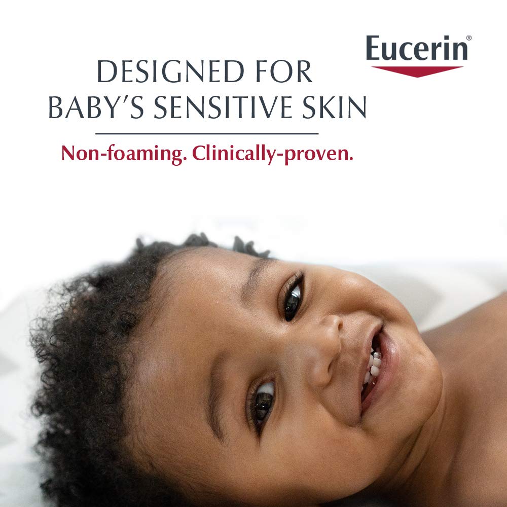 Eucerin Baby, Crema de Alivio del Eccema, Jabón Corporal, Sin Fragancia - Jabón Corporal para Eccema de Bebés con Avena Coloidal, Botella de 13.5 Fl Oz