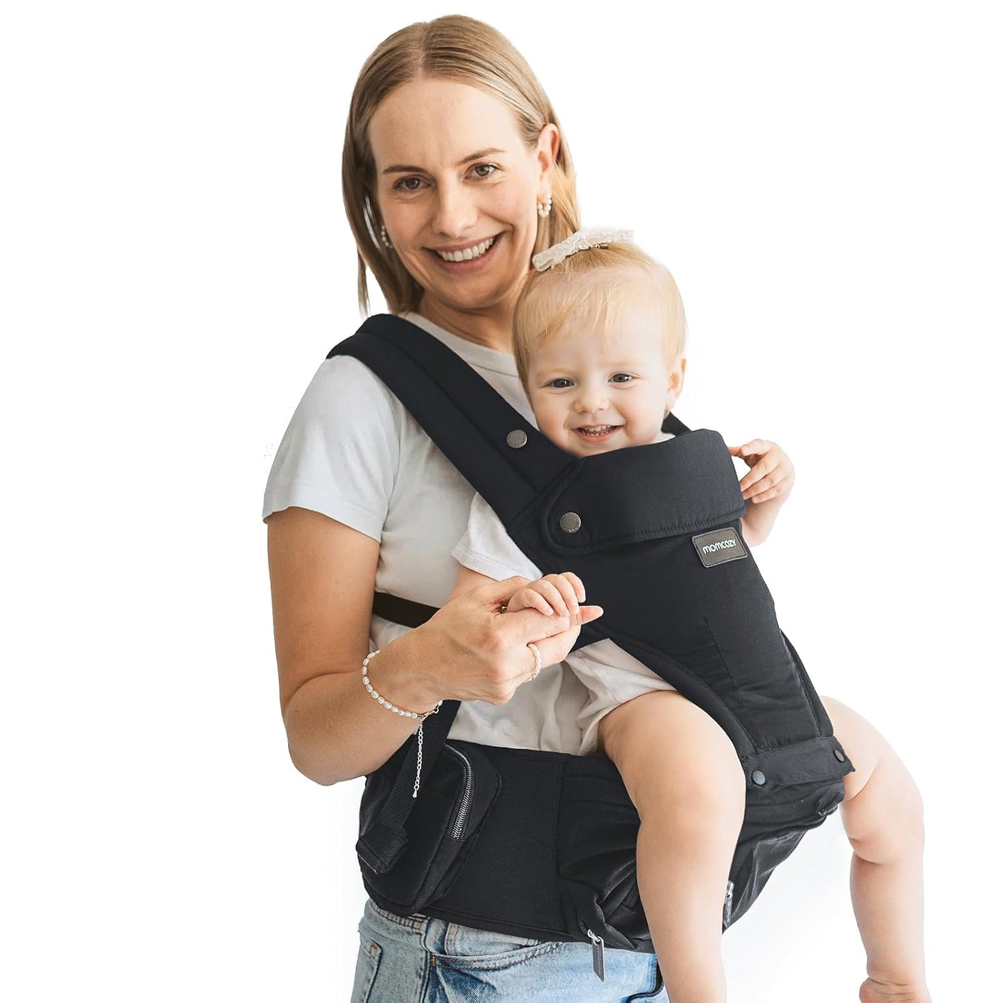 Momcozy Portabebés con asiento de cadera, transporte orientado haci...