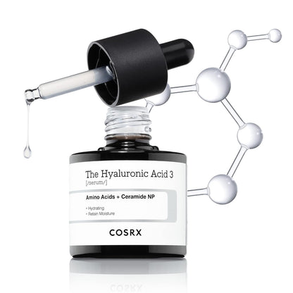 COSRX Suero de ácido hialurónico de sodio puro al 3%, hidratante y estimulante de la humedad para líneas finas y arrugas, repara la piel seca, 0.67 onzas líquidas, sin fragancia artificial, cuidado de