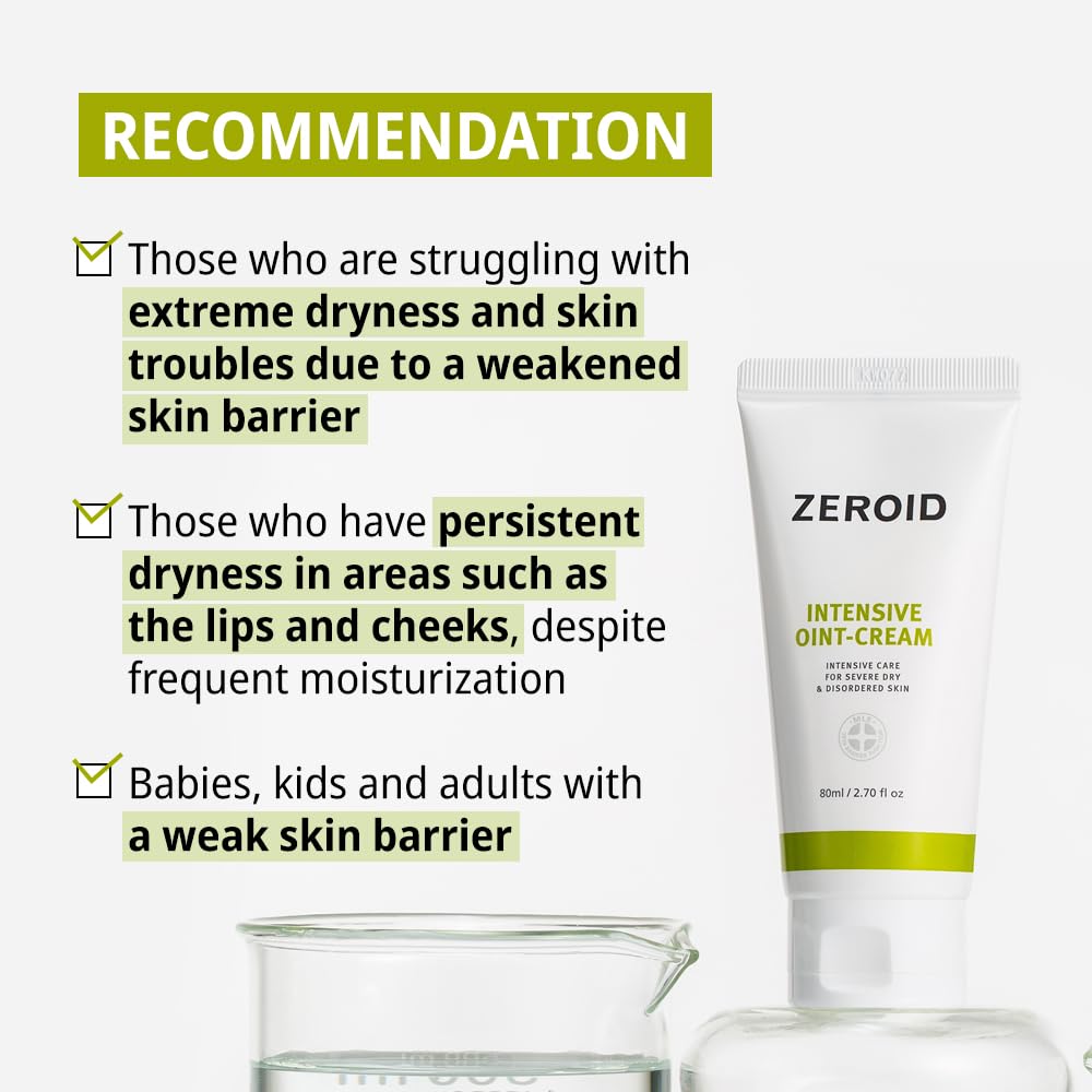 ZEROID | Crema intensiva de ungüento | Hidratante facial para pieles extremadamente secas | Crema facial para pieles sensibles y desordenadas | Cuidado intensivo de la piel | Loción facial para calmar e hidratar | 2.7 fl oz (2.7 fl oz)