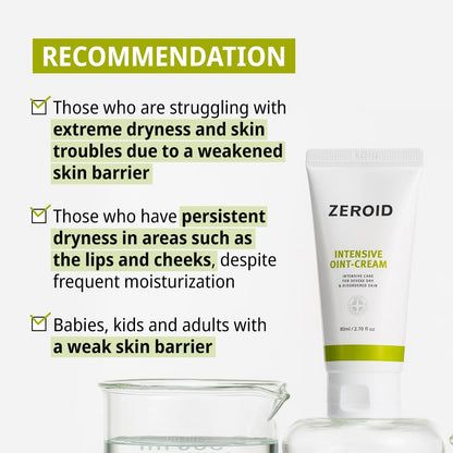 ZEROID | Crema intensiva de ungüento | Hidratante facial para pieles extremadamente secas | Crema facial para pieles sensibles y desordenadas | Cuidado intensivo de la piel | Loción facial para calmar e hidratar | 2.7 fl oz (2.7 fl oz)