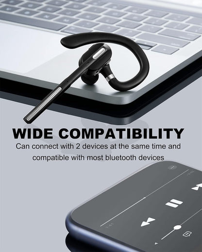 Auriculares Bluetooth V5.1, Auriculares Inalámbricos con Caja de Carga y Visualización de Batería, Auriculares Bluetooth con Micrófono con Cancelación de Ruido para Conducir, Oficina