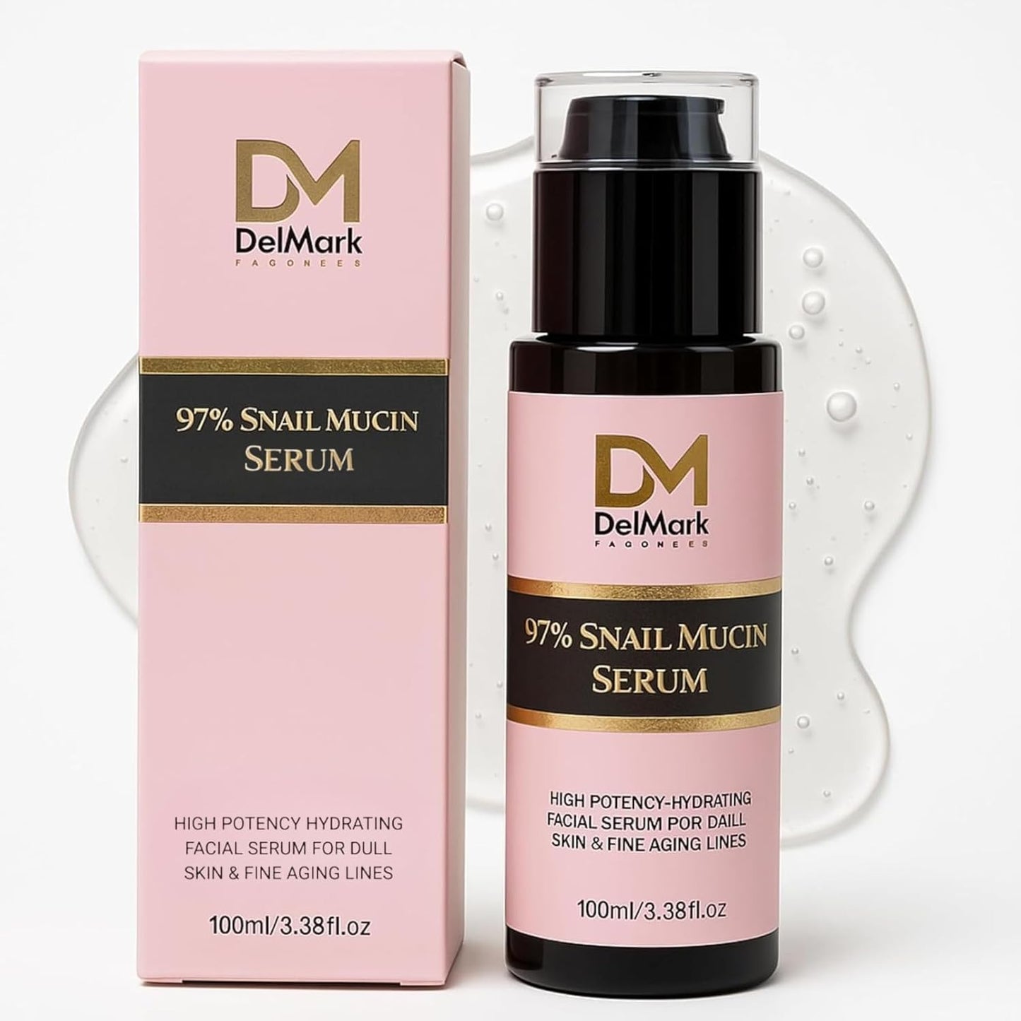 Suero de mucina de caracol de 3.4 fl oz, 97% filtrado de secreción de caracol con ácido hialurónico, esencia reparadora de energía, removedor de manchas oscuras, cuidado de la piel coreano, suero hidratante para cara, ojos y cuello
