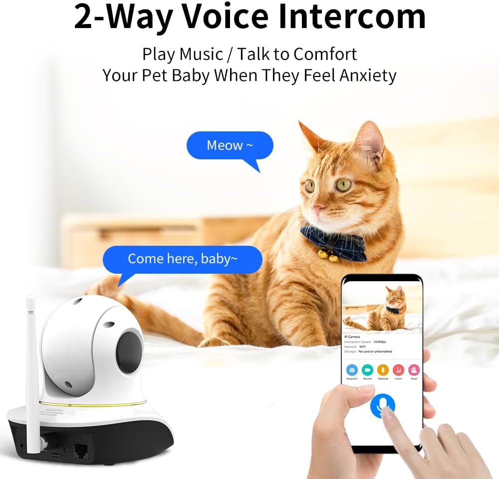 VSTARCAM Cámara para mascotas con láser, 3MP 2.4GHz WiFi interactiv...