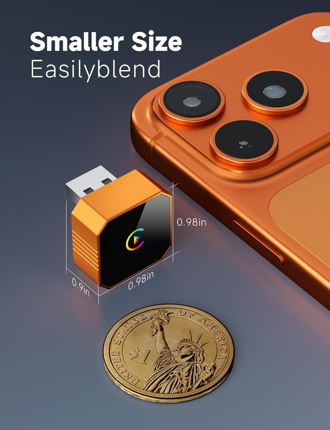 Mini adaptador inalámbrico CarPlay 2026 con cable a inalámbrico para CarPlay y Android Auto, Plug and Play, conexión estable con latencia cero, compatible con iPhone iOS 10+Android 11+