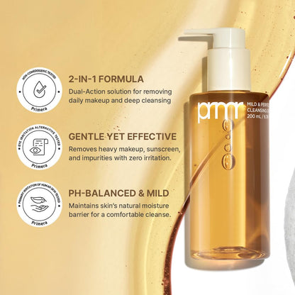 Primera (PRMR Oil to Foam Cleanser Aceite coreano de limpieza profunda, removedor de maquillaje diario, puntos negros, eliminación de polvo y suciedad, limpieza de poros, ácido hialurónico, limpieza