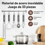 Juego de utensilios de cocina de silicona, 32 piezas de utensilios...