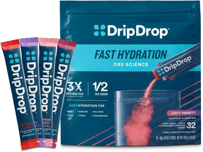 DripDrop ORS Hydration - Paquetes de electrolitos en polvo - uva, p...