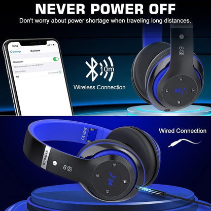 Auriculares Bluetooth 6S sobre la oreja, auriculares plegables inal...