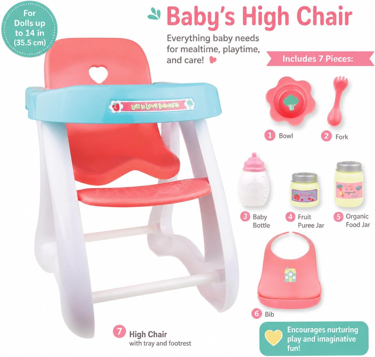 JC Toys - Cuna mecedora y accesorios para muñeca, perfectos para pe...