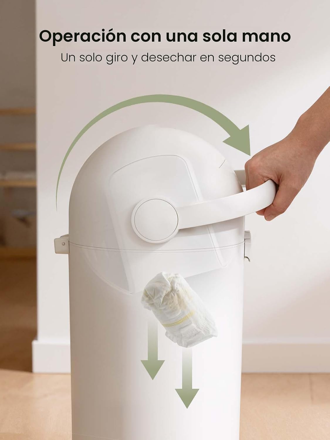 Grownsy Cubo de pañales para bebé, diseño enrollable con bloqueo de...
