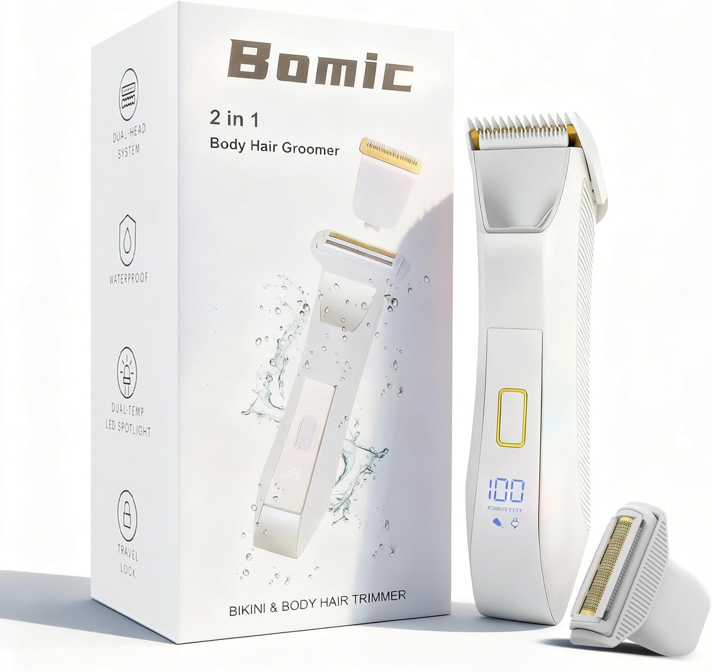 Trimmer eléctrico de bikini 2 en 1 para mujer, afeitadora de doble...