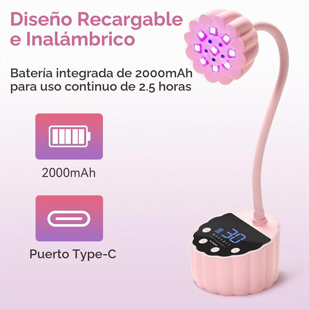 Makartt Lámpara UV LED de cuello de cisne para uñas gel constructor...