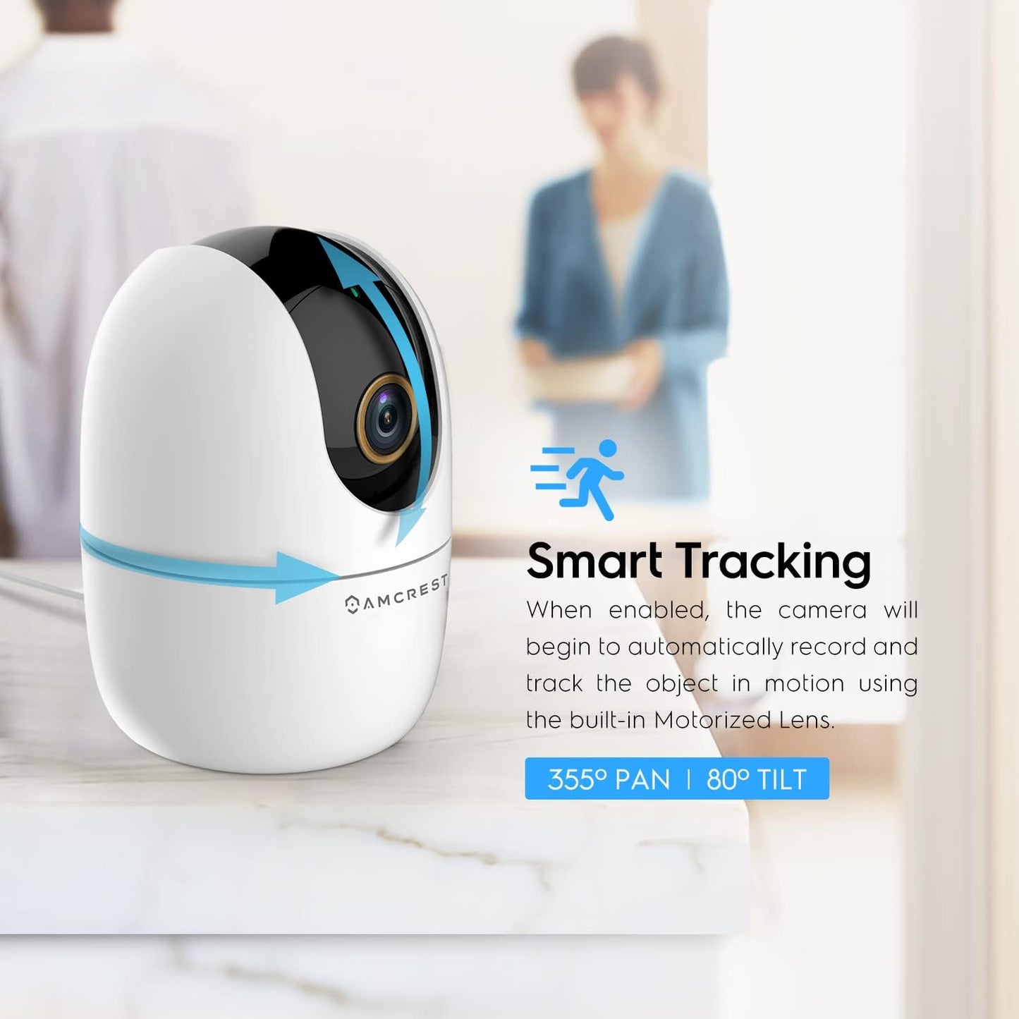 Amcrest Cámara WiFi de 4 MP para interiores, monitor de sonido y be...