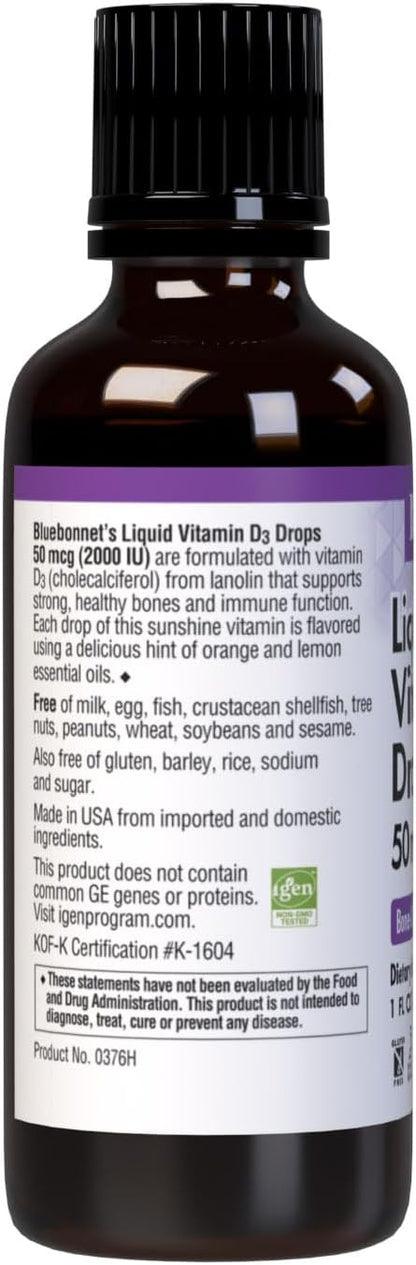 Bluebonnet Vitamina D3 2000IU 50mcg huesos fuertes y suplemento de...