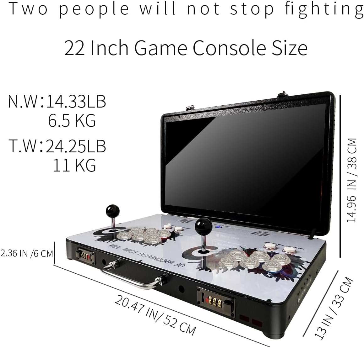 Consola de Juego Arcade Portátil WYGaming 20000 en 1 Caja de Metal, Consola de Juego Electrónico Retro de Pantalla 3D de 22 Pulgadas, con Funciones de Buscar/Ocultar/Guardar/Cargar/Pausar