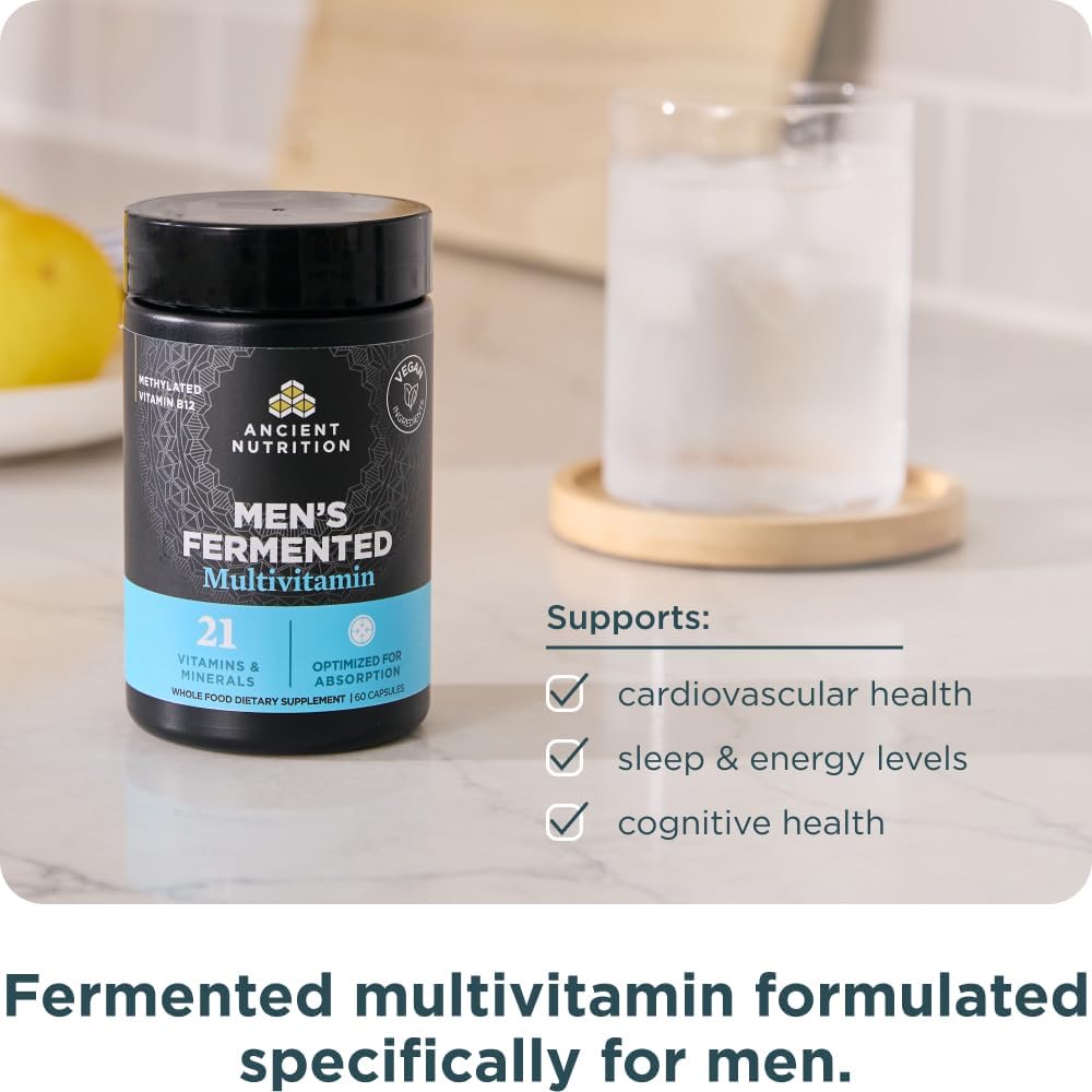 Ancient Nutrition Multivitamínico para hombres, multivitamínico fer...