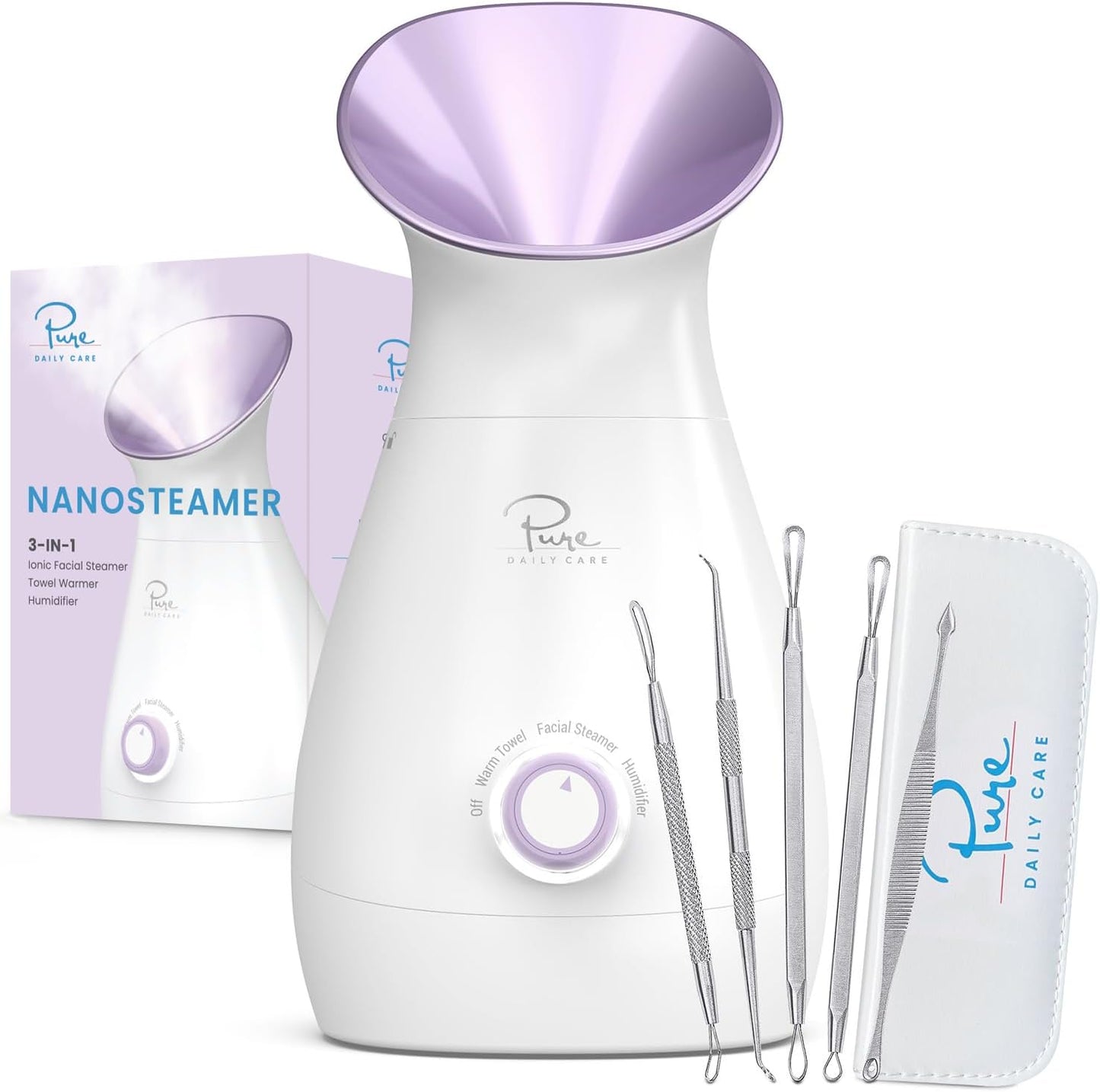 NanoSteamer - Vaporizador facial nano iónico grande 3 en 1 con cont...