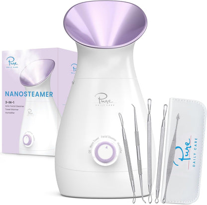NanoSteamer - Vaporizador facial nano iónico grande 3 en 1 con cont...