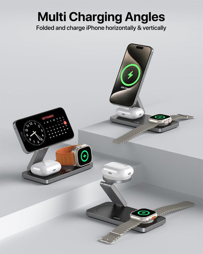 UEQ Estación de carga inalámbrica plegable 3 en 1 para Apple compat...