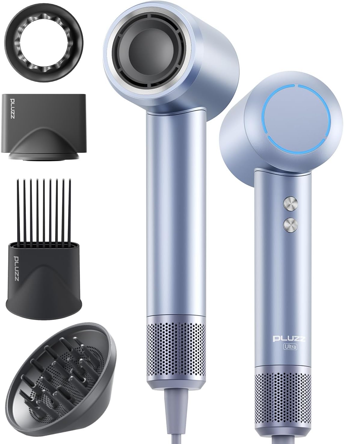 Secador de pelo con peine y accesorio difusor para cabello rizado,...