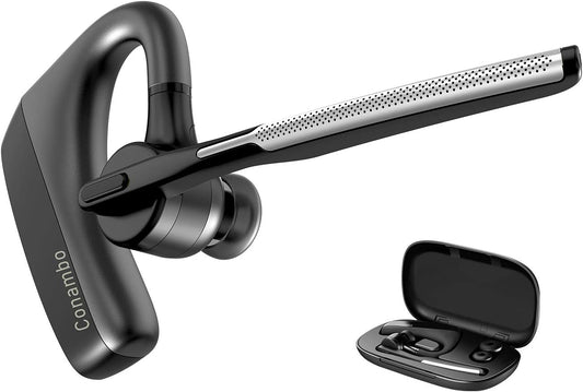 CONAMBO Auriculares Bluetooth V5.1, 16 horas HD Talktime CVC8.0 Dual Mic Cancelación de Ruido Manos Libres Auricular Bluetooth para Teléfono Celular iPhone Android Conducción Negocios Oficina